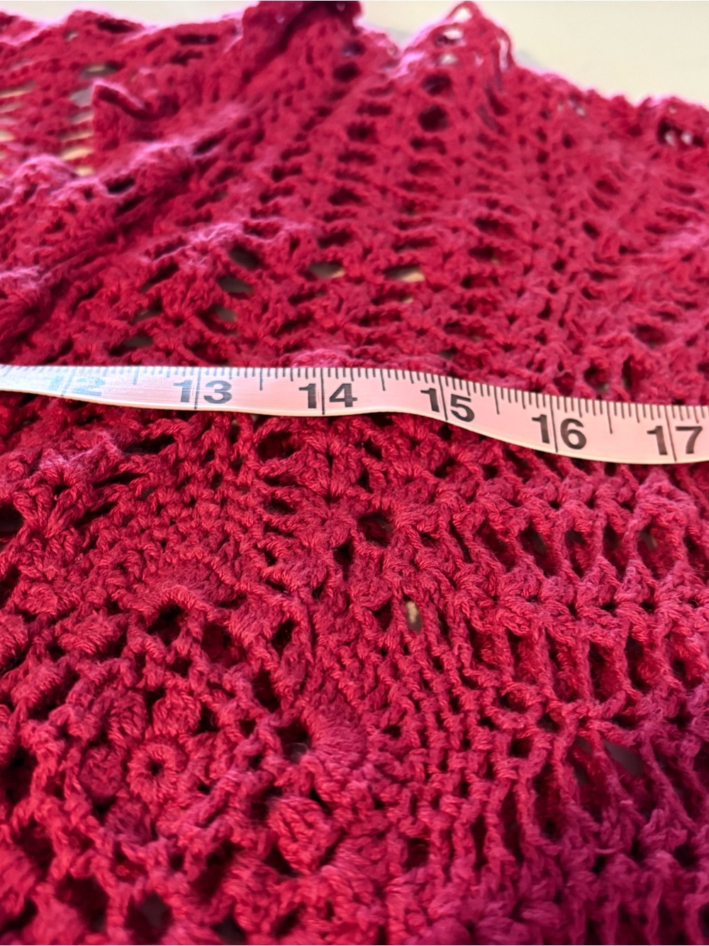 Openwork Crochet Tie-Front Cardigan in Raspberry - Picture 5 of 5